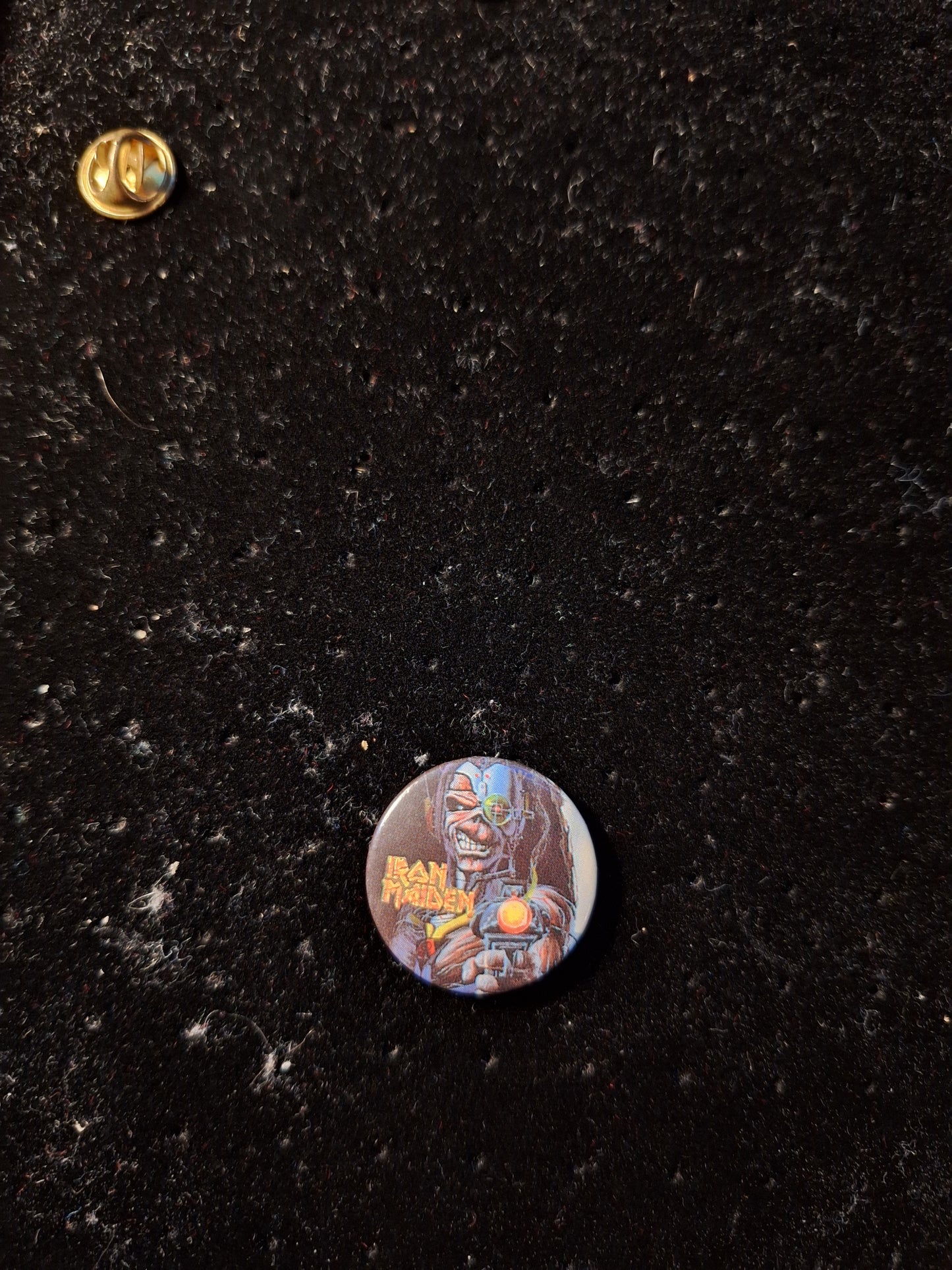 Iron maiden button 2