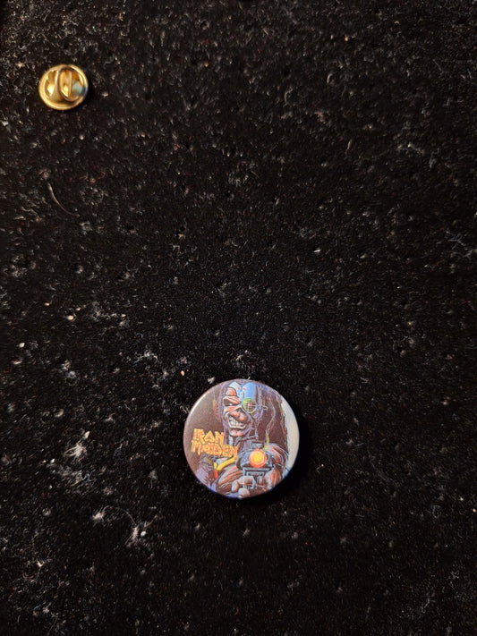 Iron maiden button 2