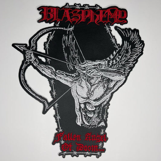 Blasphemy leather backpatch coffin