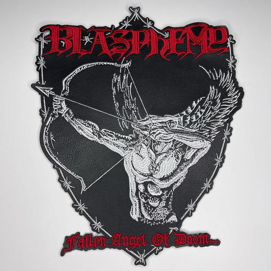 Blasphemy leather backpatch shield